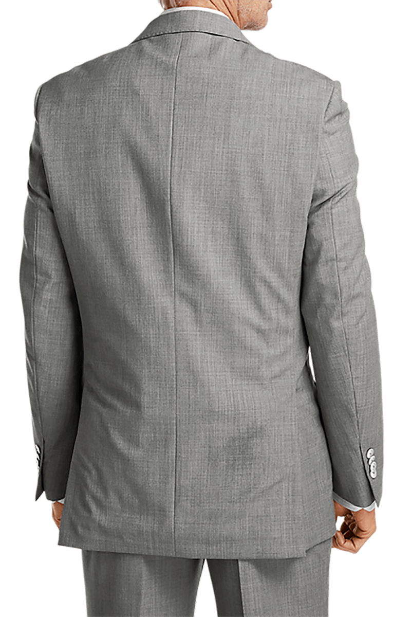 Light Grey Wool Stretch Single Breasted Peak Lapel Suit