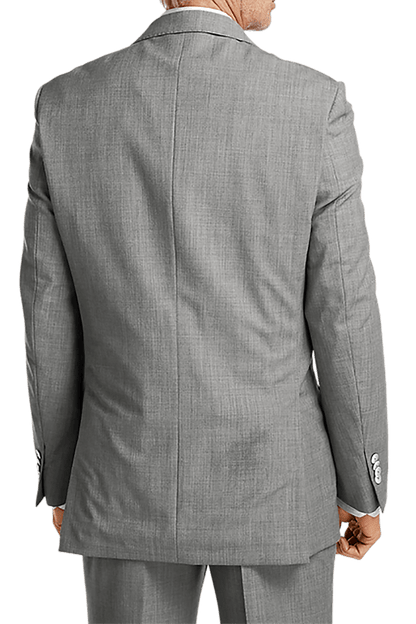 Light Grey Wool Stretch Single Breasted Peak Lapel Suit