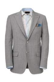 Light Grey Wool Stretch Single Breasted Peak Lapel Suit