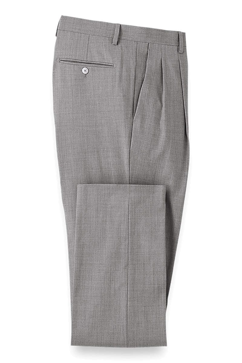 Light Grey Wool Stretch Single Breasted Peak Lapel Suit