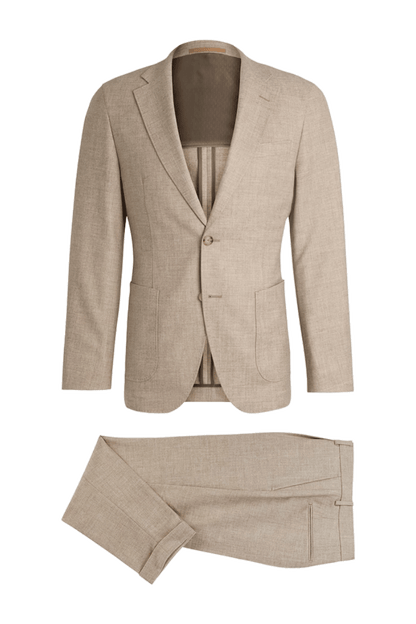 Traje de 2 piezas de corte regular y 2 botones en color marrón claro