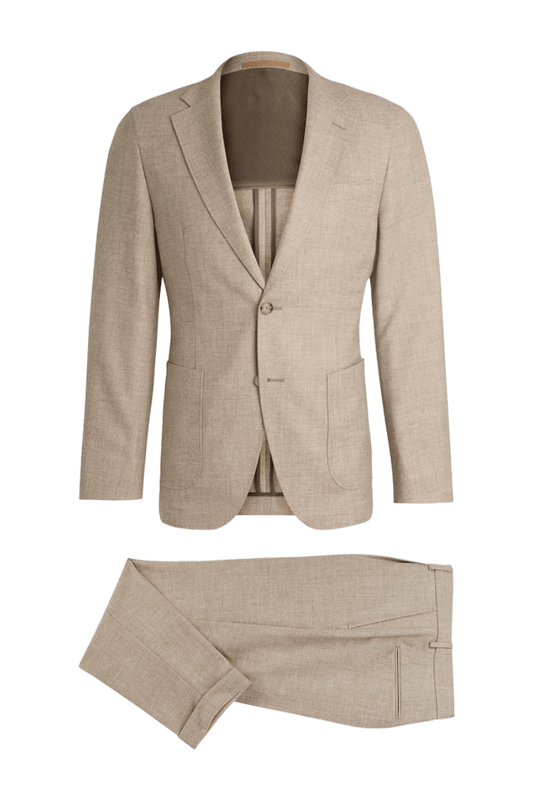 Traje de 2 piezas de corte regular y 2 botones en color marrón claro