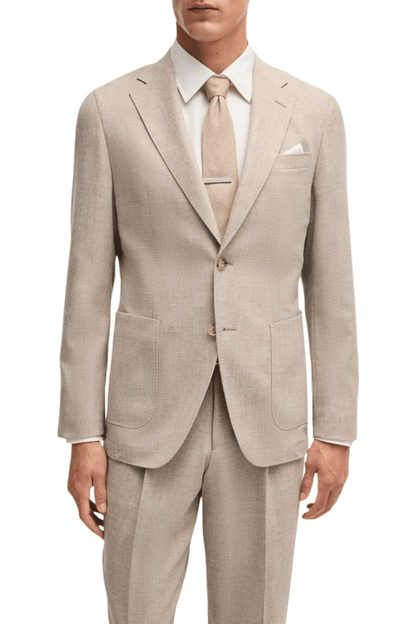 Traje de 2 piezas de corte regular y 2 botones en color marrón claro