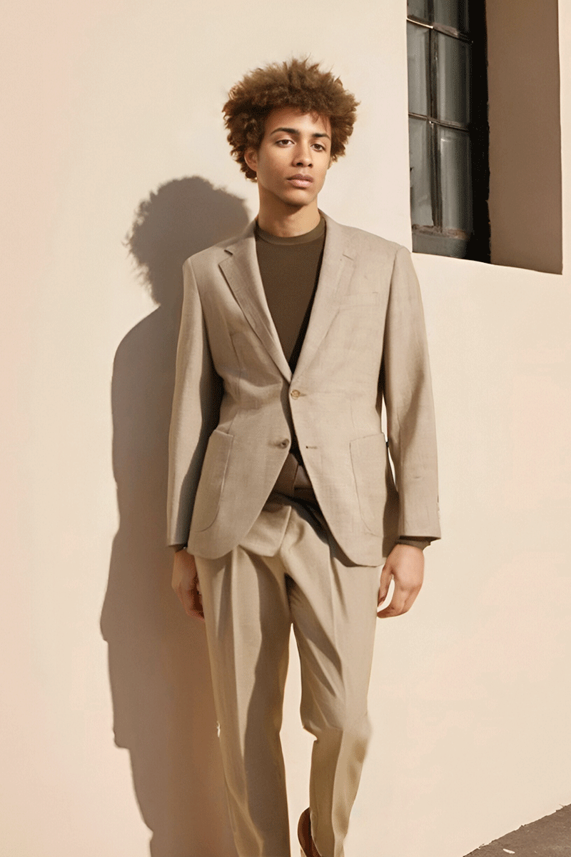 Light Brown Regular fit 2-Piece 2 Button Suit