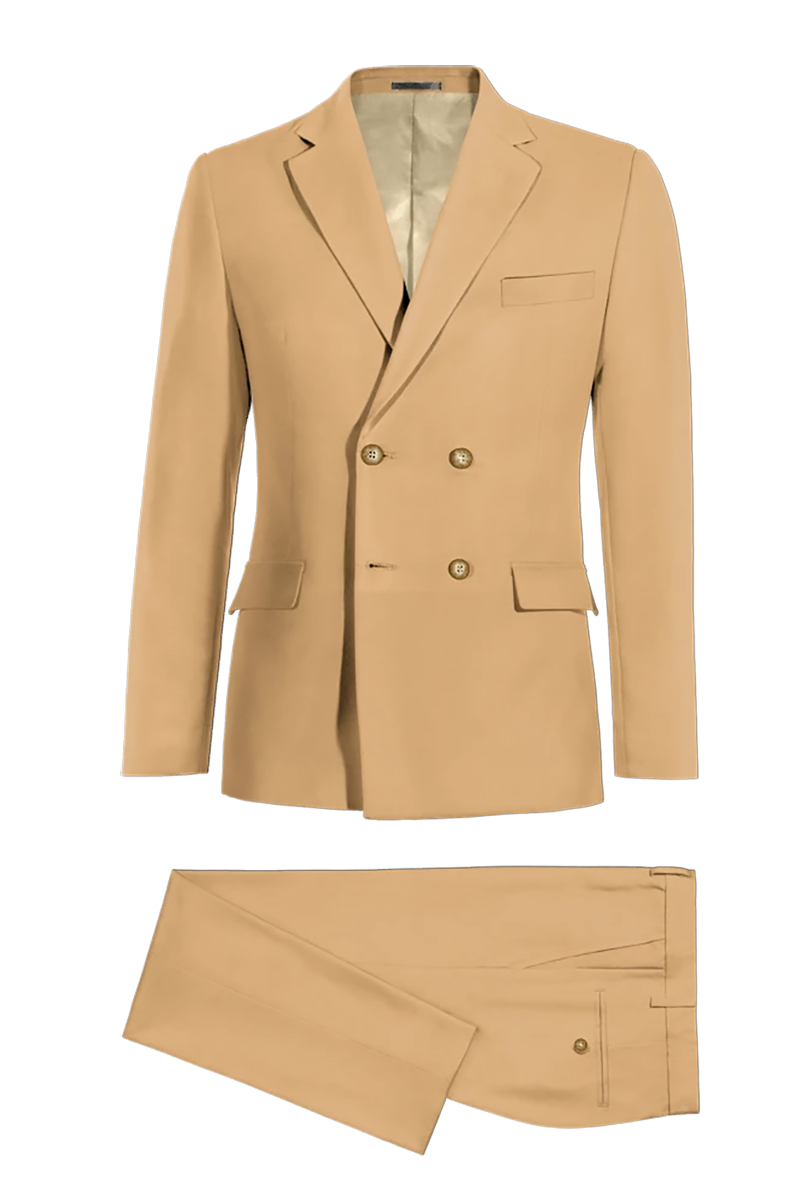 Light Brown Slim fit 2 piece Double Breasted Suit