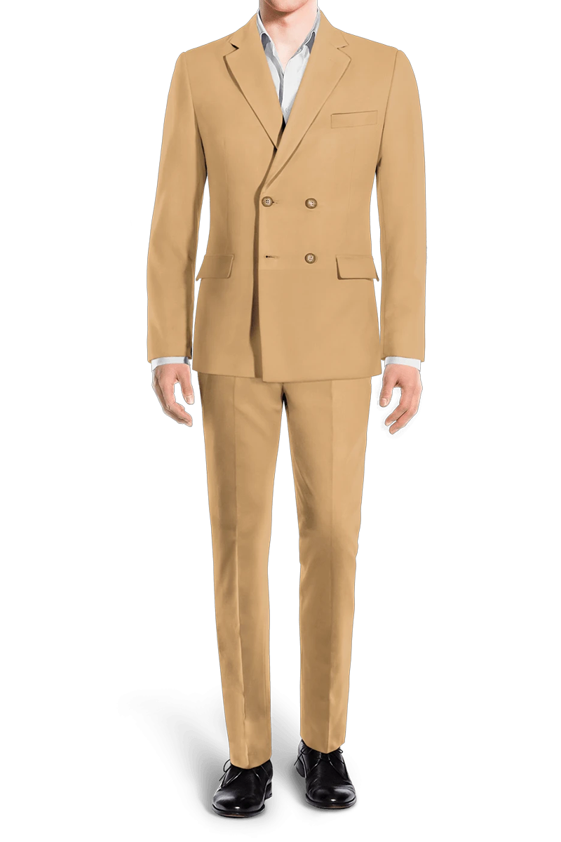 Light Brown Slim fit 2 piece Double Breasted Suit