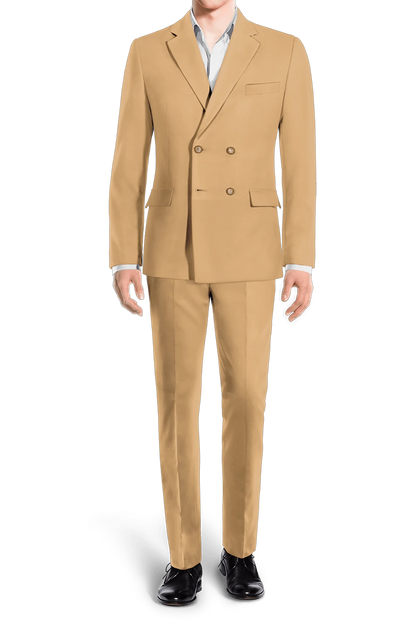 Hellbrauner, zweiteiliger, zweireihiger Anzug im Slim Fit