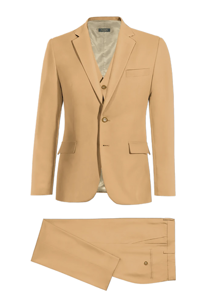 Light Brown Slim fit 3 piece 2-Button Suit