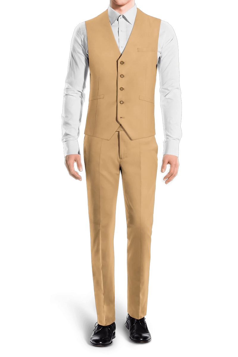 Light Brown Slim fit 3 piece 2-Button Suit