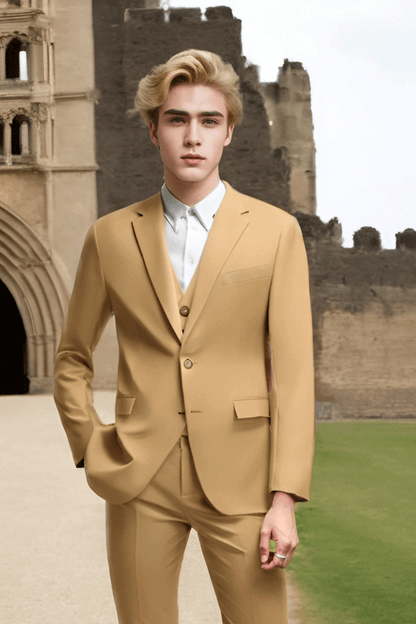 Light Brown Slim fit 3 piece 2-Button Suit