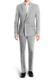 Light Gray Slim Fit Pinstripe 2 Piece Double Breasted Suit