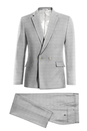 Light Gray Slim Fit Pinstripe 2 Piece Double Breasted Suit