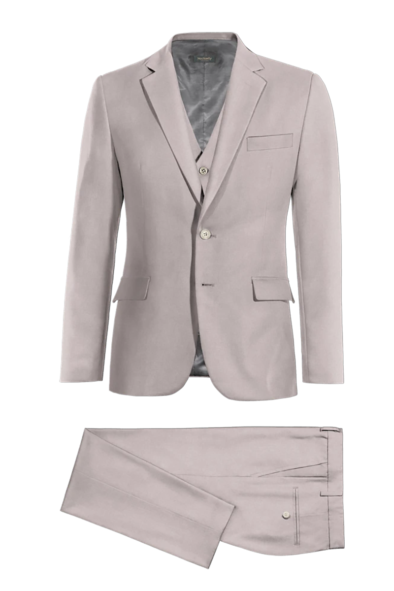 Light Gray  Slim fit 3 piece 2-Button Suit