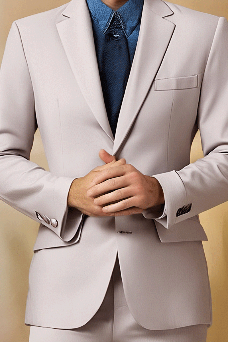 Light Gray  Slim fit 3 piece 2-Button Suit