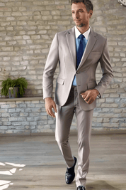 Light Gray  Slim fit 3 piece 2-Button Suit