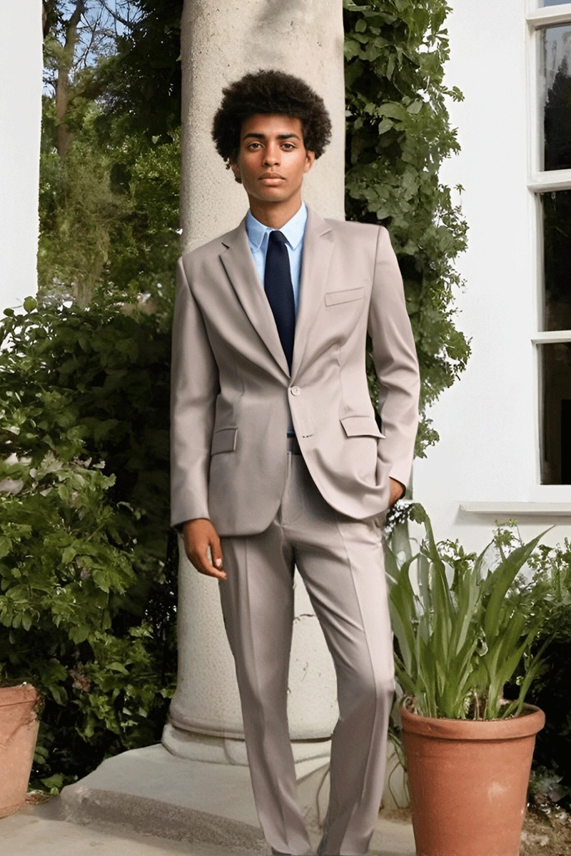 Light Gray  Slim fit 3 piece 2-Button Suit