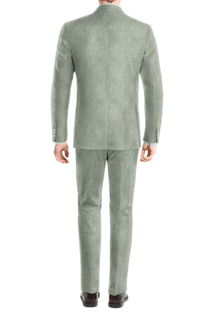 Traje de dos piezas de 2 botones de raya diplomática entallado verde claro