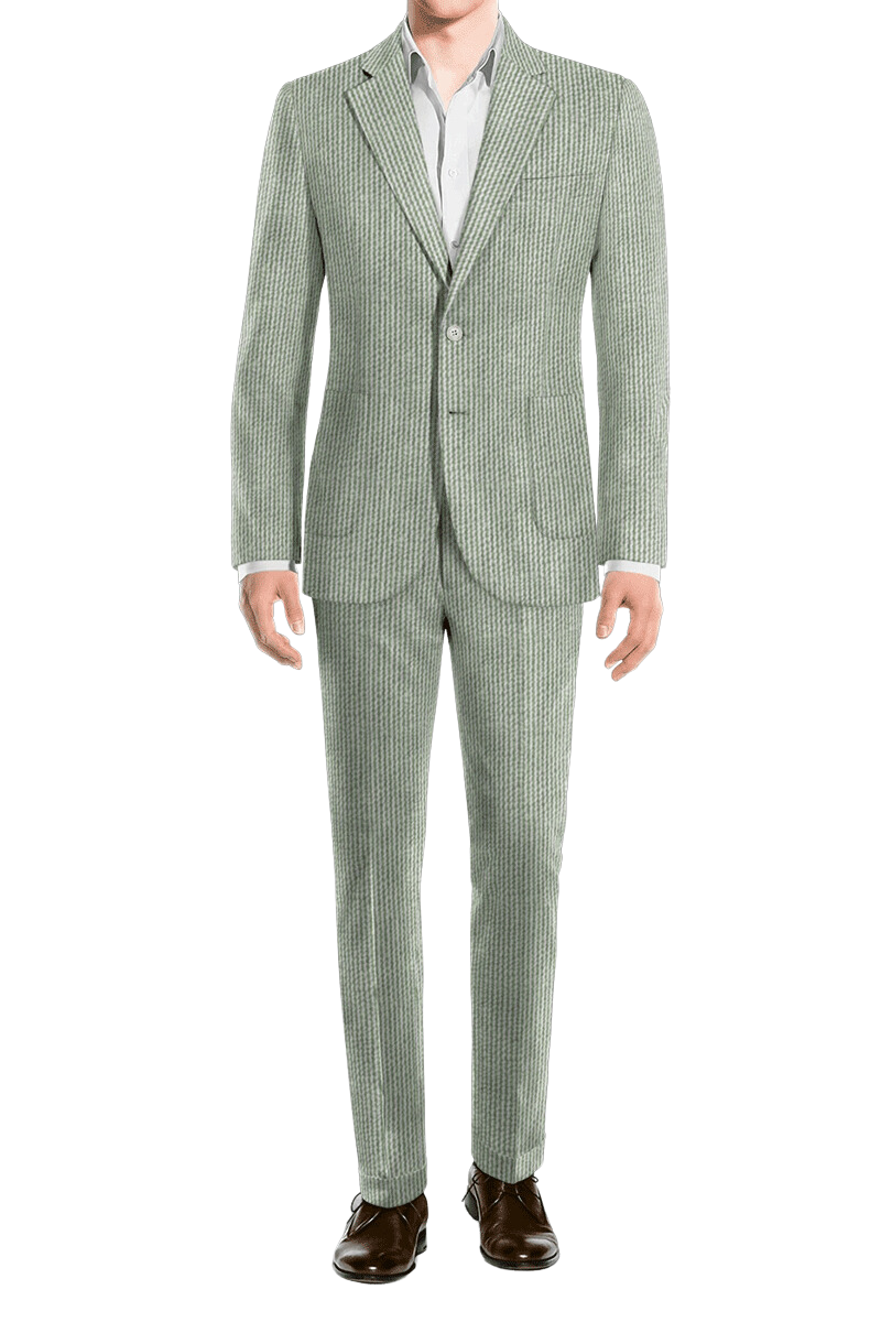 Light Green Slim Fit Pinstripe 2 Piece 2 Button Suit