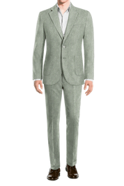 Light Green Slim Fit Pinstripe 2 Piece 2 Button Suit