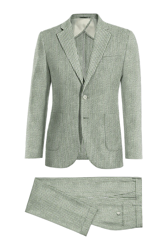 Light Green Slim Fit Pinstripe 2 Piece 2 Button Suit