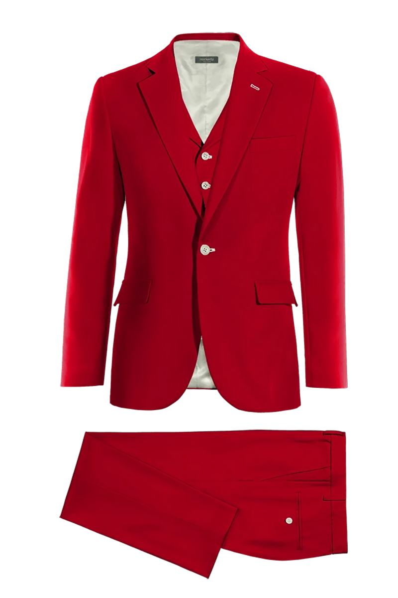 Light Red Slim fit 3 piece 1-Button Suit