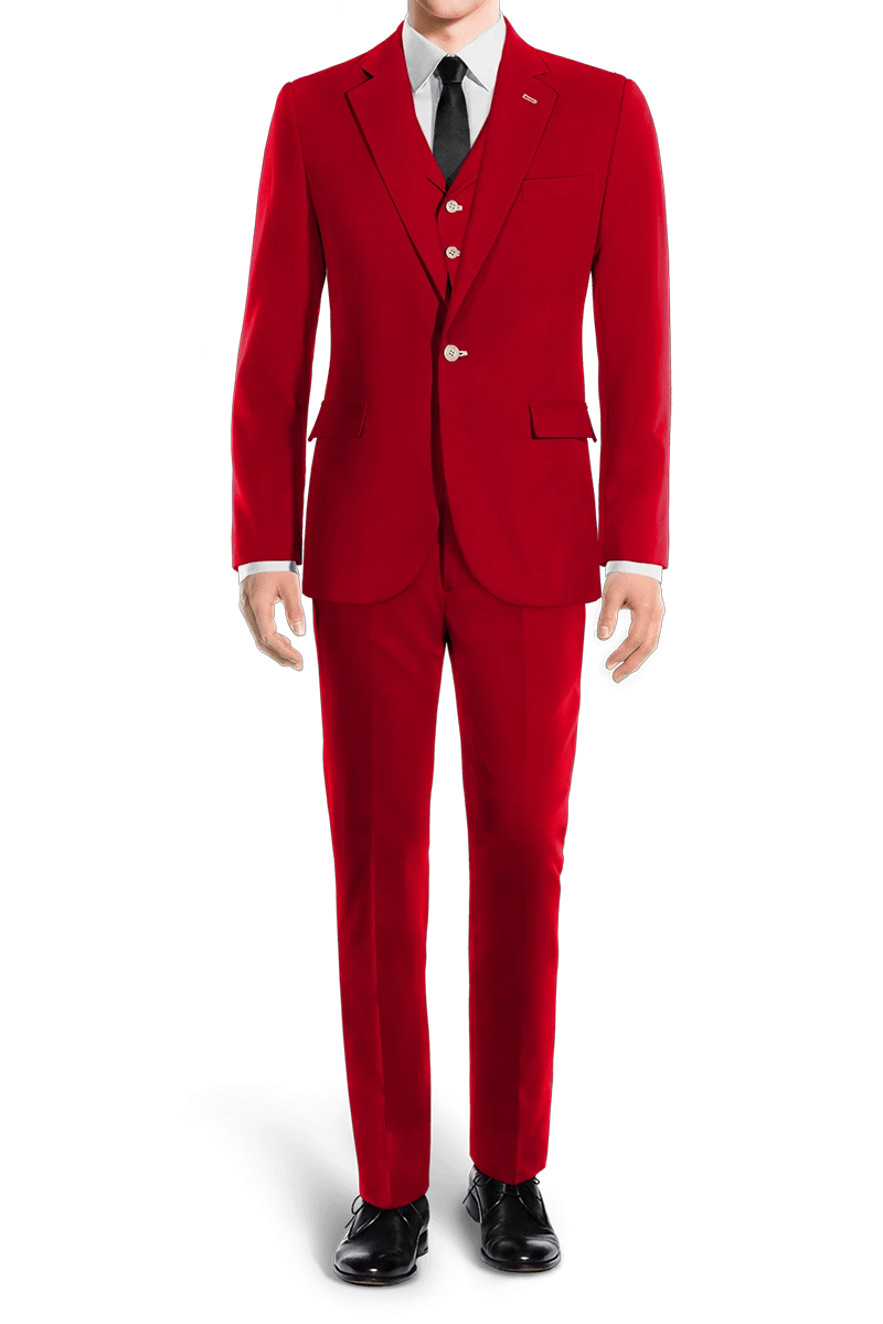 Traje de 3 piezas ajustado de 1 botón en color rojo claro