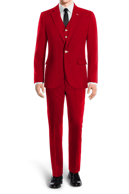Traje de 3 piezas ajustado de 1 botón en color rojo claro