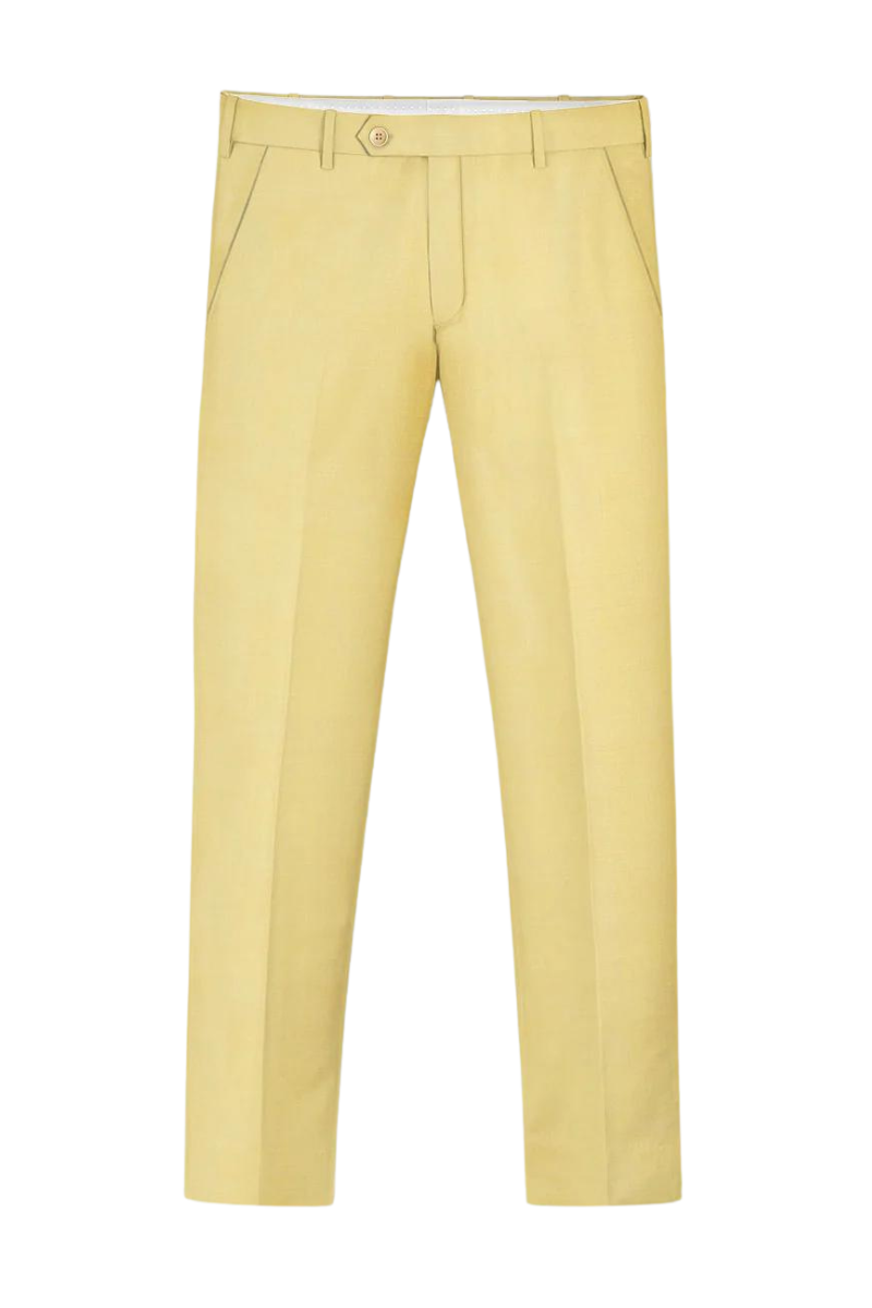 Light Yellow Slim fit 2 piece Double Breasted Suit