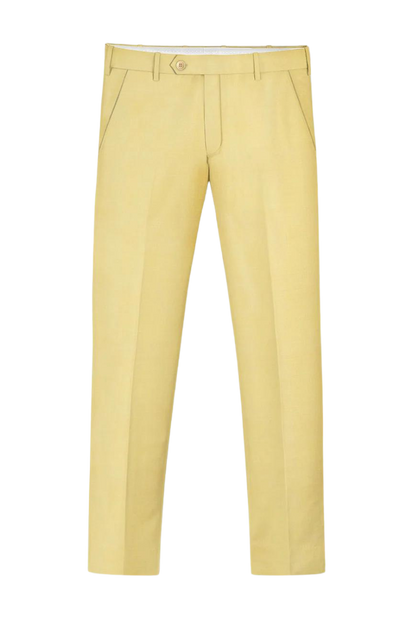 Hellgelber, zweiteiliger, zweireihiger Anzug im Slim Fit