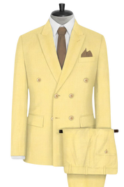 Light Yellow Slim fit 2 piece Double Breasted Suit