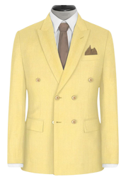 Light Yellow Slim fit 2 piece Double Breasted Suit