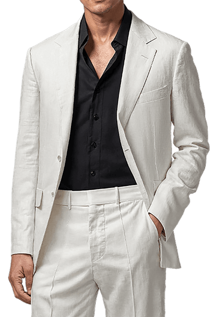 Ivory Linen Peak Lapel 2-Button Suit