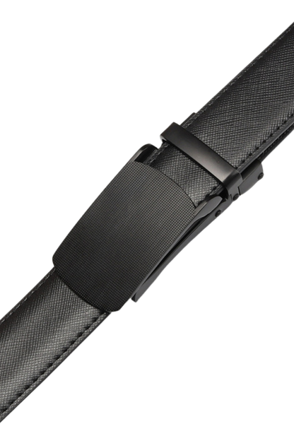 Men's Black Genuine Leather Automatic Buckle Belt