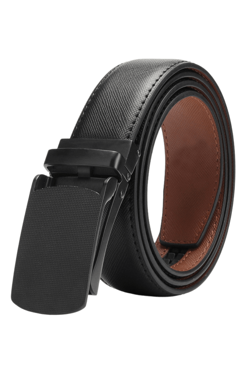 Men's Black Genuine Leather Automatic Buckle Belt