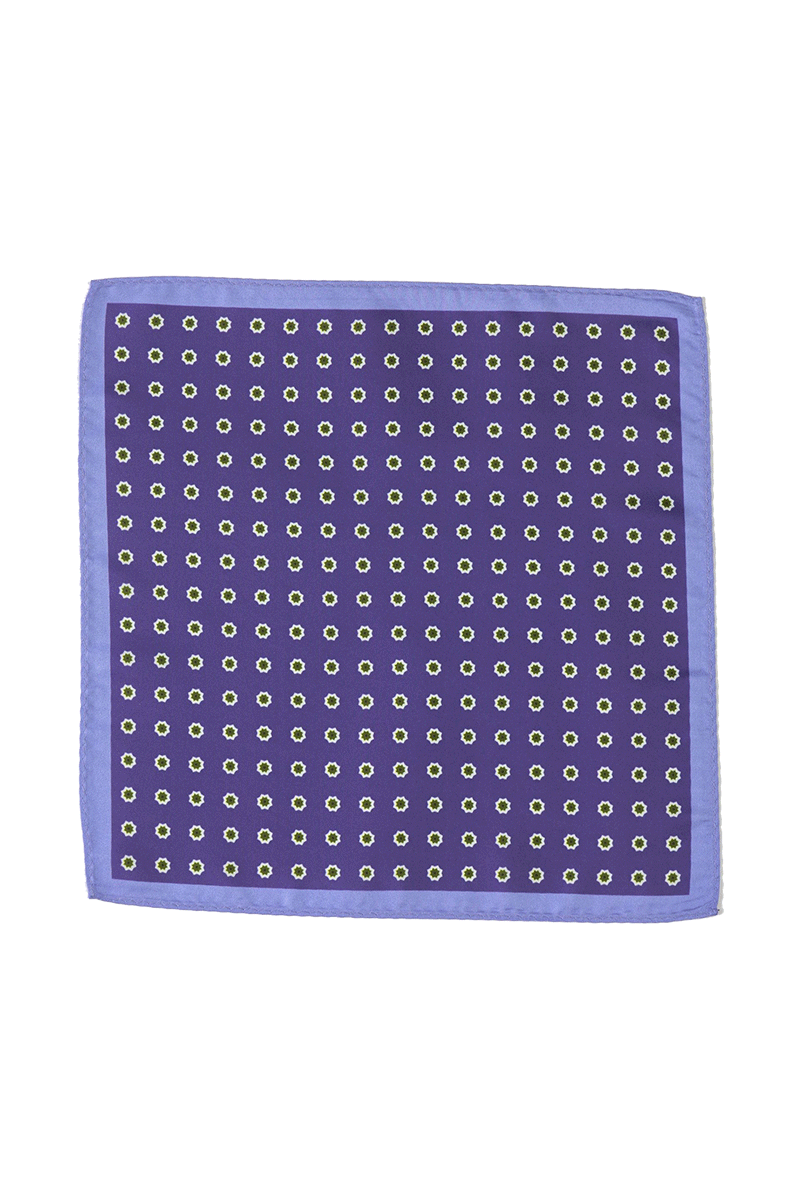 Blaues Einstecktuch für Herren mit Blumenmuster 