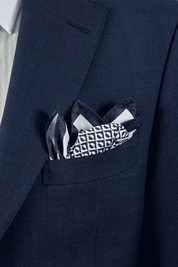 Men's Blue & White Graphic Pocket Square