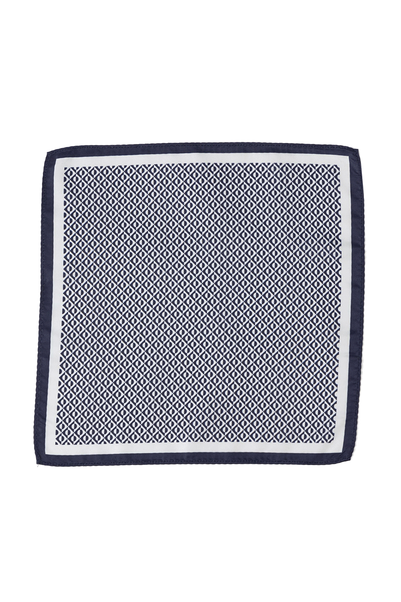 Men's Blue & White Graphic Pocket Square