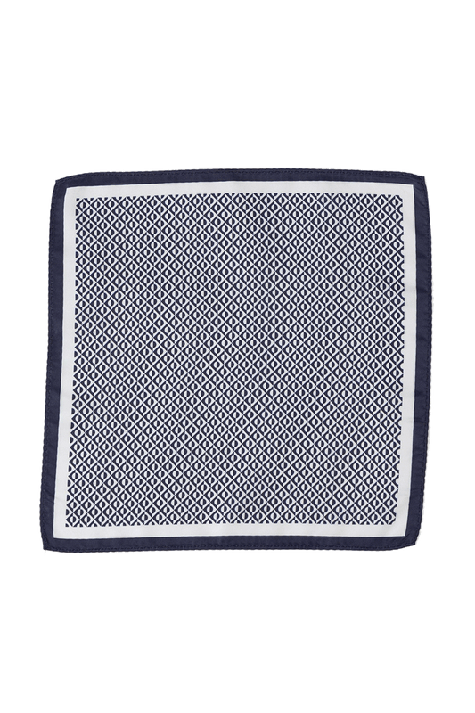 Men's Blue & White Graphic Pocket Square