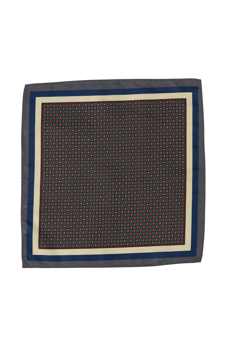 Men's Brown 4-Square Print Pocket Square