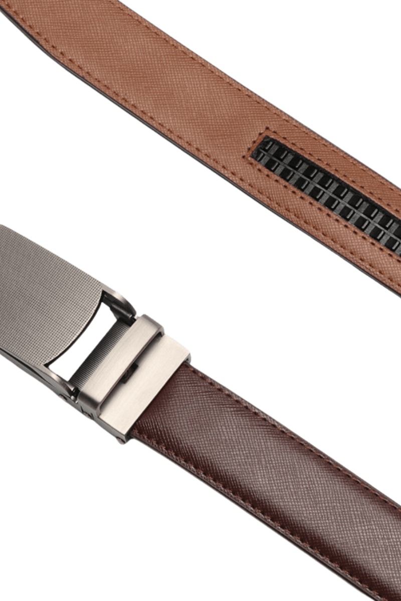 Men's Brown Genuine Leather Automatic Buckle Belt