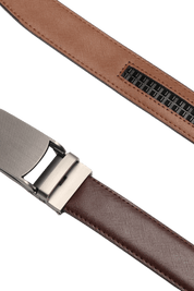 Men's Brown Genuine Leather Automatic Buckle Belt