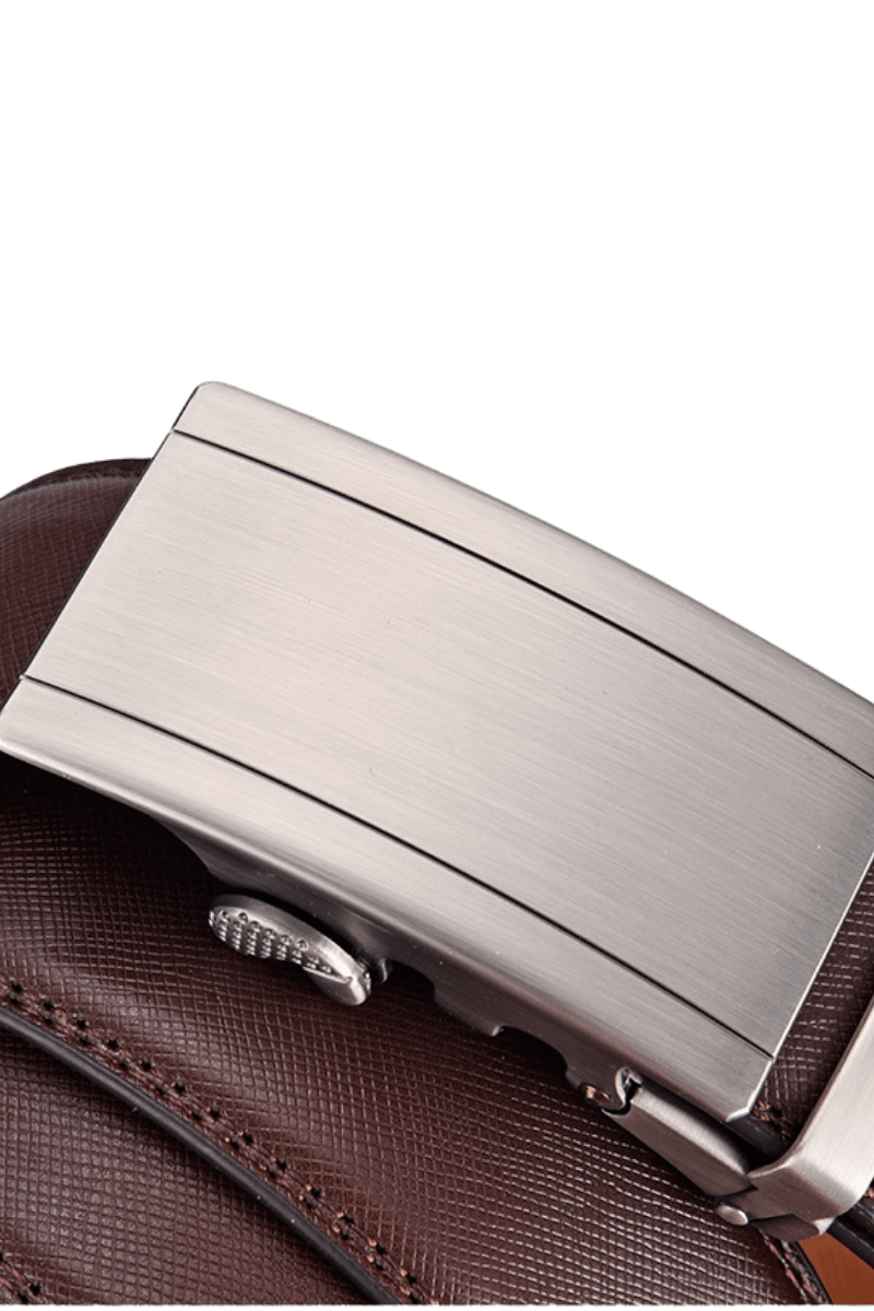 Ceinture à cliquet en cuir marron pour homme 