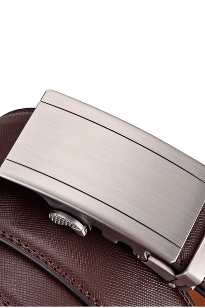 Ceinture à cliquet en cuir marron pour homme 