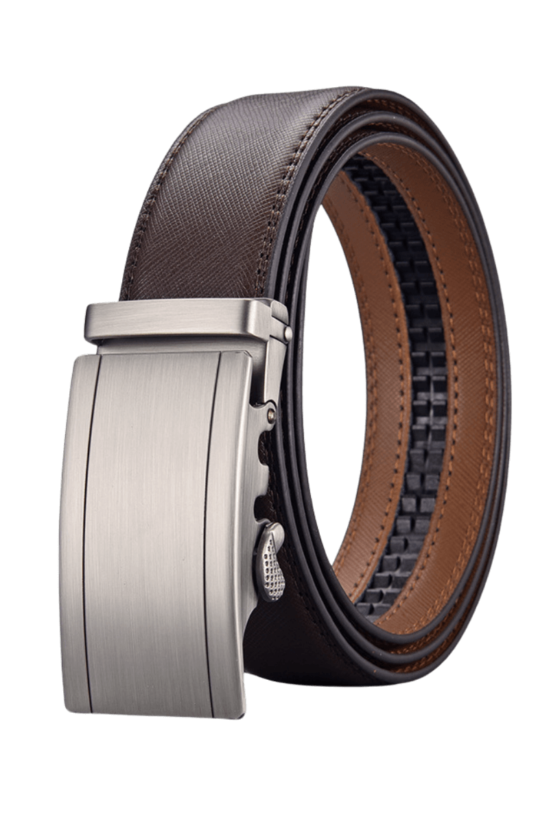 Ceinture à cliquet en cuir marron pour homme 
