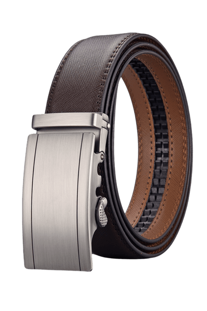 Ceinture à cliquet en cuir marron pour homme 