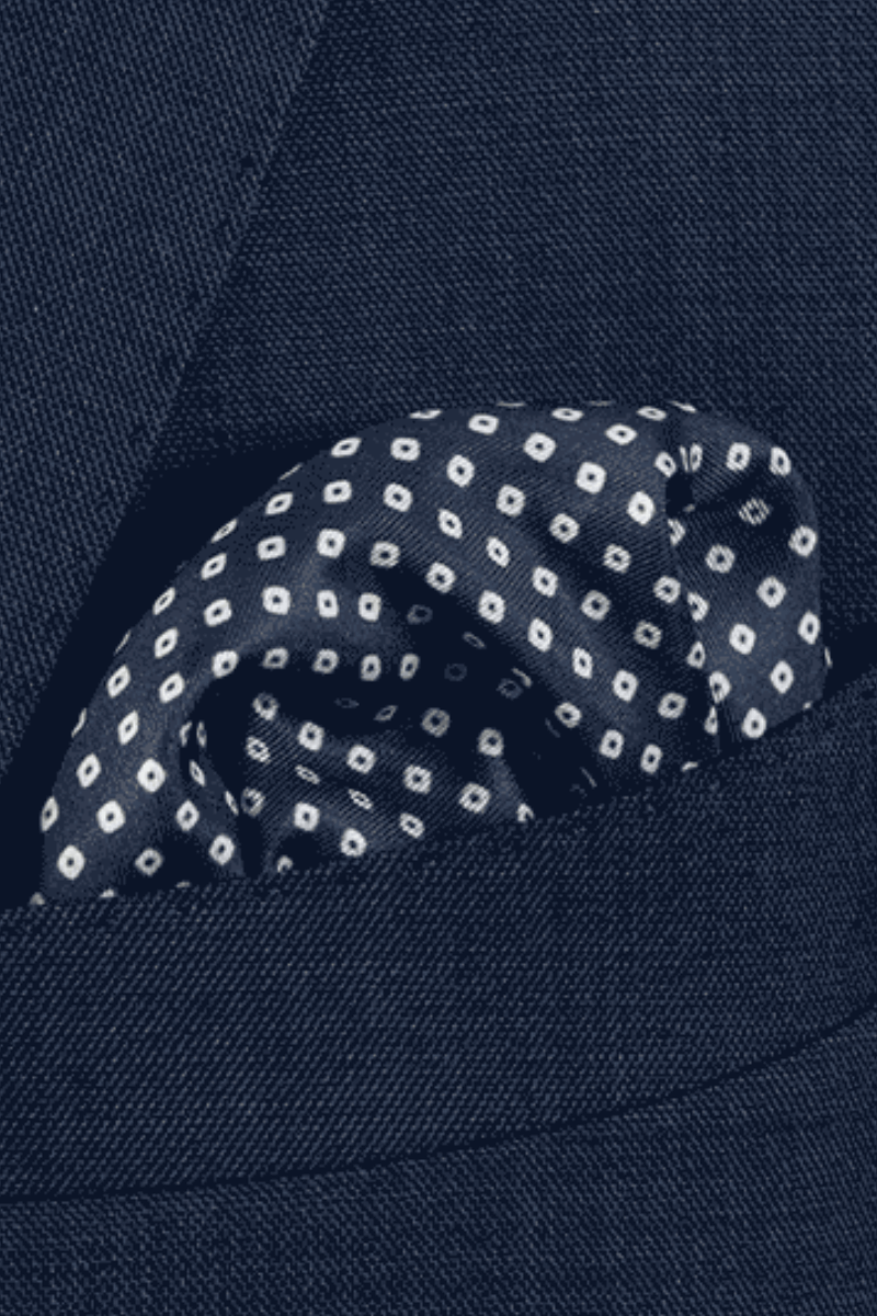 Men's Navy Blue Dots Pocket Square