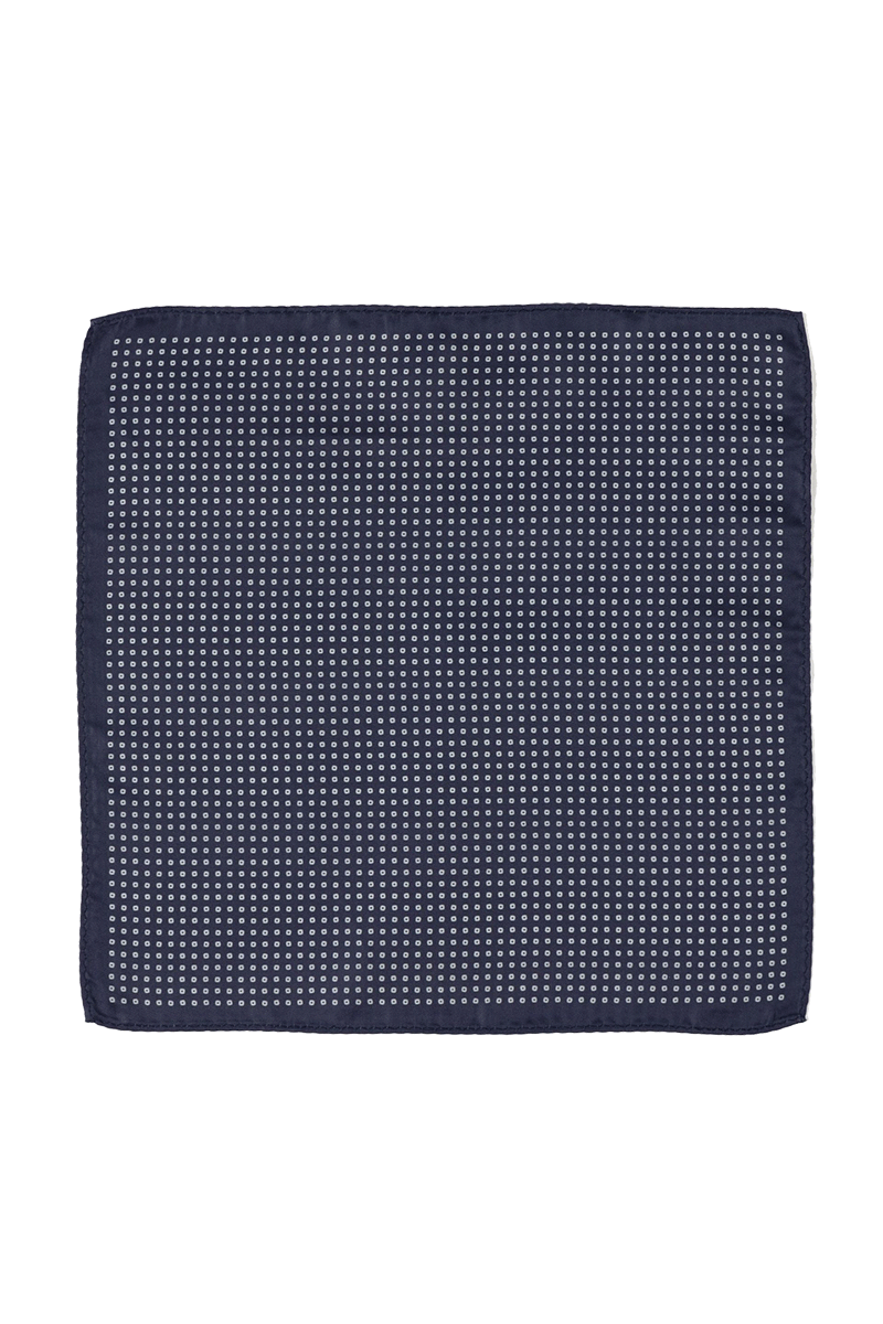 Pochette de costume à pois bleu marine pour homme