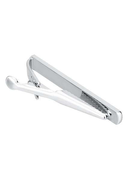 Men's Silver Grid Modern Tie Bar
