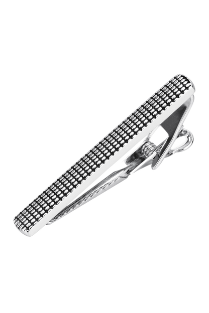 Men's Silver Grid Modern Tie Bar