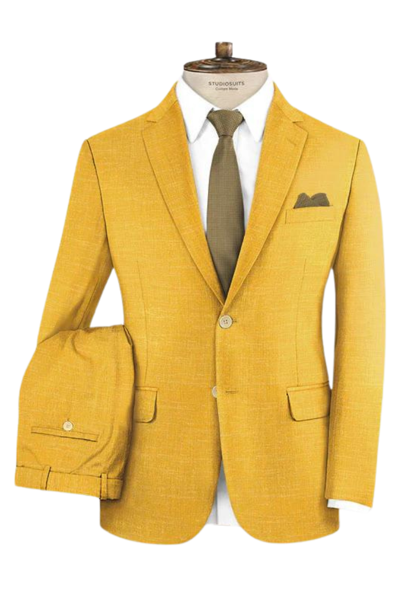 Traje ajustado de 2 piezas y 2 botones en amarillo místico